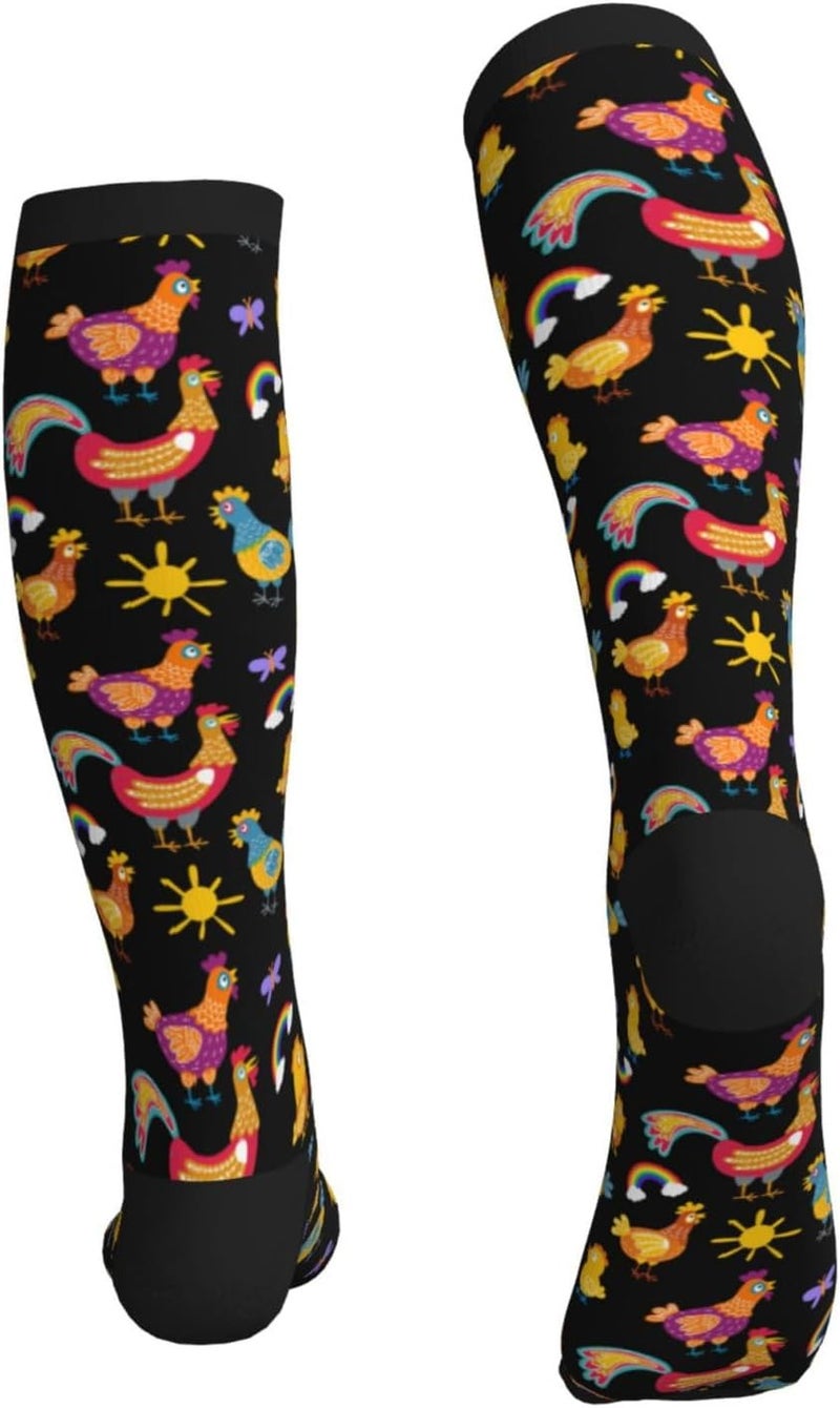 Figtihw Tie Dye Compression Socks Knee High Support Socks For Women Men Running Athletic Hiking - Image 4